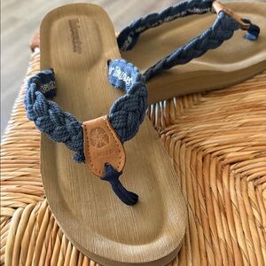 Blue Braided Sandals with Tan Accents